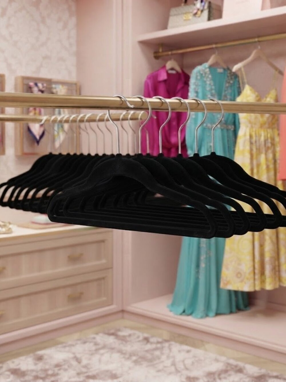 Lot of 40 Black Velvet Lux Hangers - NWOT
